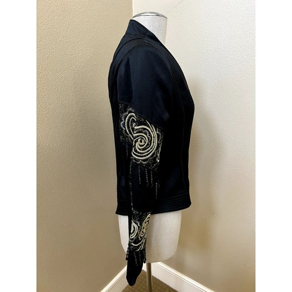 Vintage Meryl Jeran Couture Women's Jacket Beaded Fringe Embellished Size Small - Picture 2 of 6